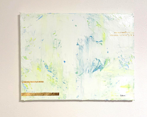 抽象画「No.009」アクリル画 金箔 S0号 秋 インテリア 絵画
