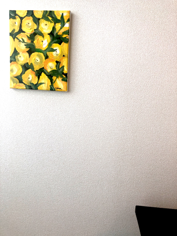 FRUITS-A// アクリル絵画 イエロー フルーツ レモン + FLOWER A 4枚目の画像