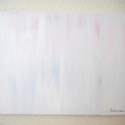 WHITE C //アクリル絵画　インテリア　抽象画　おしゃれ　ホワイト　白　ピンク　ブルー 1枚目の画像