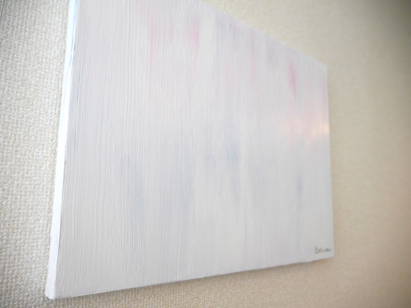 WHITE C //アクリル絵画　インテリア　抽象画　おしゃれ　ホワイト　白　ピンク　ブルー 3枚目の画像