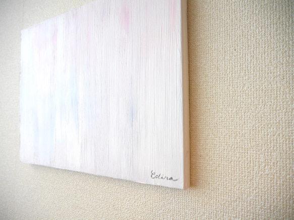 WHITE C //アクリル絵画　インテリア　抽象画　おしゃれ　ホワイト　白　ピンク　ブルー 4枚目の画像