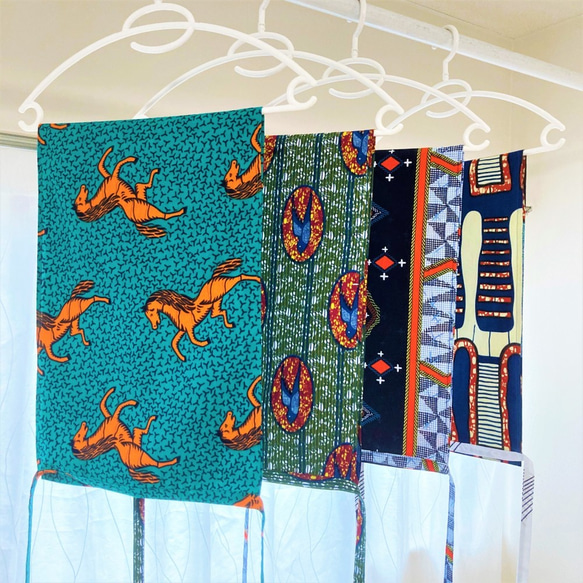 アフリカ布の褌 AFUN ／メンズ アンダーウェア／青と紅 5枚目の画像