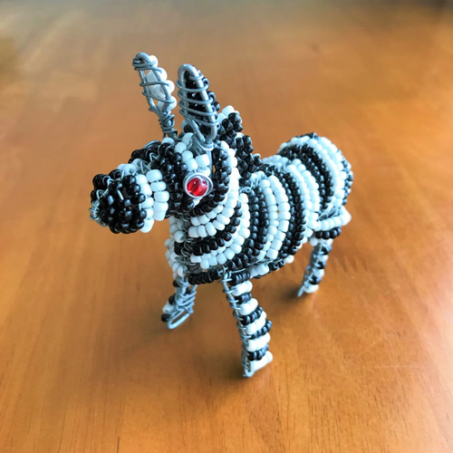 ワイヤーアート キリンの立体オブジェ ハンドメイド（ステンレス