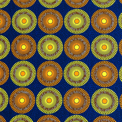 アフリカンプリント生地／アフリカ布／カットクロス／50cm単位／水紋（黄×橙×紺） 2枚目の画像
