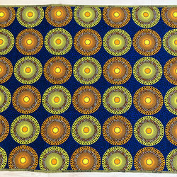 アフリカンプリント生地／アフリカ布／カットクロス／50cm単位／水紋（黄×橙×紺） 4枚目の画像