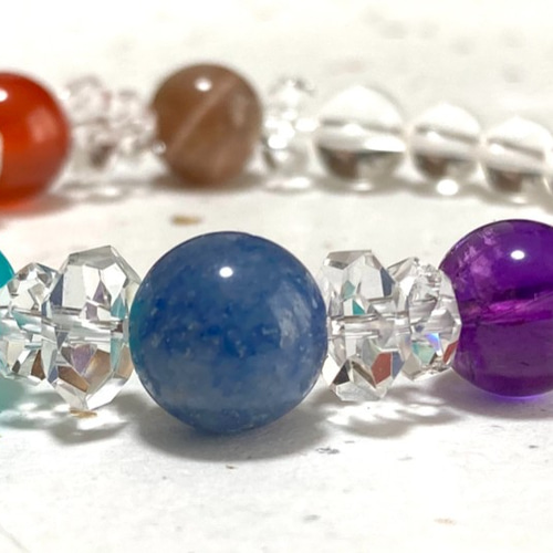 虹彩のそよぎ◇心に虹をかけたような七色のカラフルブレスレット】幸福