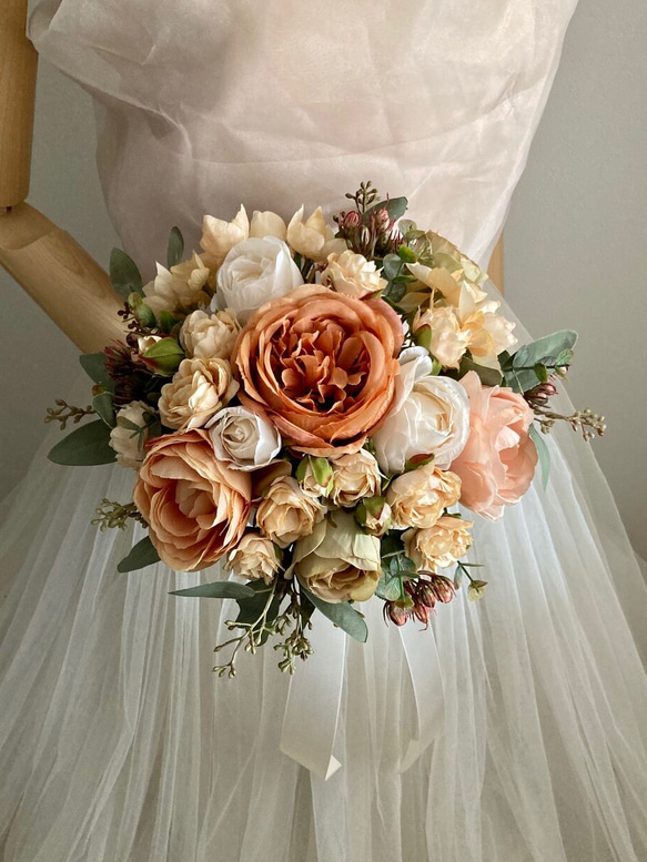 【美品】ウェディングブーケ＆ブートニアセット 造花/くすみカラー/結婚式/前撮り 楽天市場】ブーケ ブートニアセット ウエディングブーケ