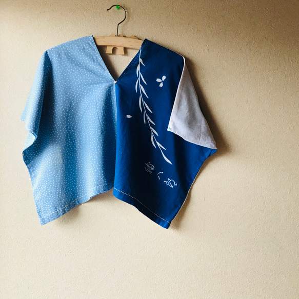 昭和レトロな手ぬぐいで作ったカレンシャツ 子供用 3枚目の画像