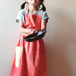 草木染め ツゲ製作所 エプロン 親子兼用 あかねオレンジ 玉ねぎ黄色
