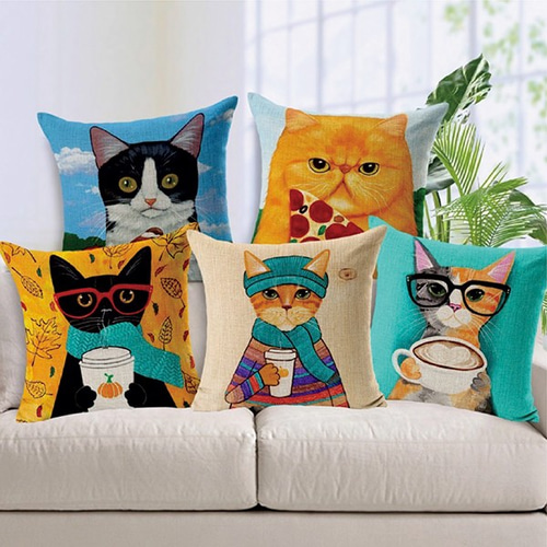 クッションカバー 選べる6種！45×45 猫 猫柄 クッション インテリア