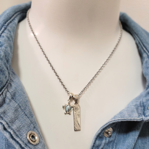 ハワイアンジュエリー ペアネックレス 限定 プルメリア 彫り プレート