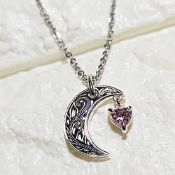 ハワイアンジュエリー　ムーン　スター　ハート　ペアネックレス　シルバー925 ハワイアンジュエリー ムーン 月 スクロール模様が 美しい レディース