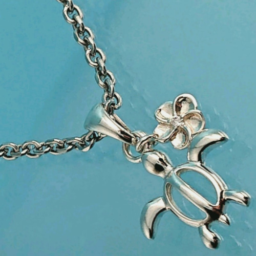 シルバー925 海の守り神 ホヌ チャーム ハワイアンジュエリー チェーン