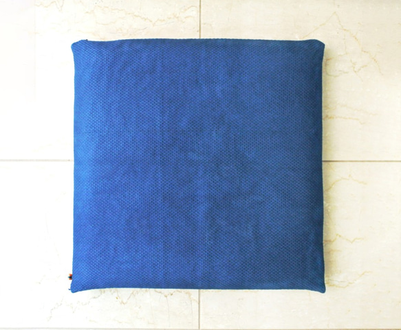 モクざ L 藍の草木染 45cmサイズ 刺子綿厚手 座布団 1枚目の画像