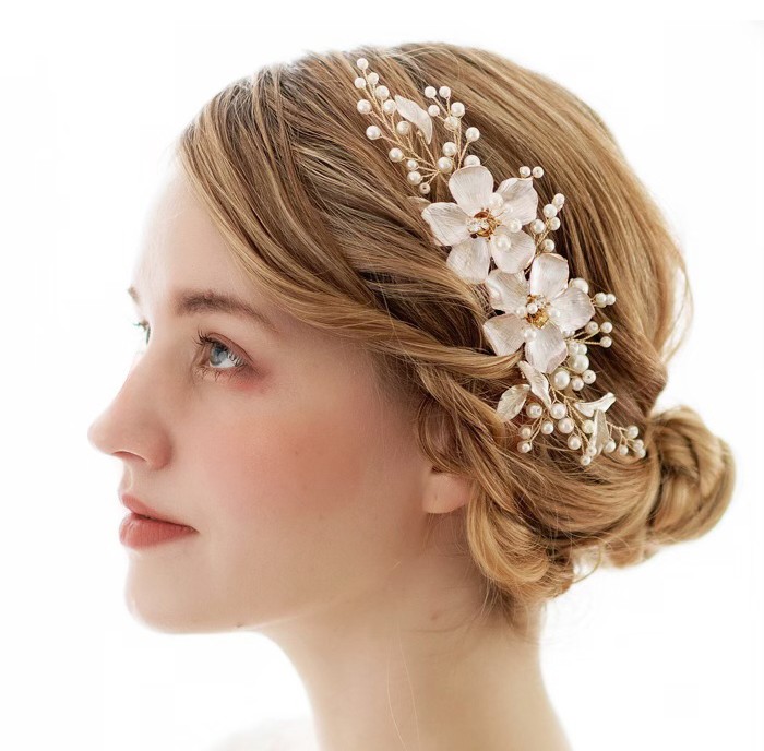 花 パール 小枝 ビジュー ヘアー ヘアアクセサリー 髪飾り