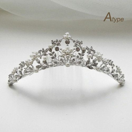 シルバー ティアラ 花モチーフ　ANNA WEDDING 花嫁人気 ティアラ ウエディング ブライダル パール 前撮り シルバー