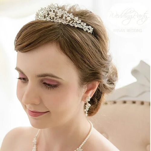 花嫁人気 ティアラ ウエディング ブライダル パール 前撮り シルバー