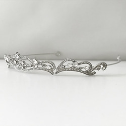 結婚式　ジルコン　挙式　ウェディング　ビジュー　プリンセス　王冠　ダイヤモンド風　大きめティアラ OT01 2枚目の画像