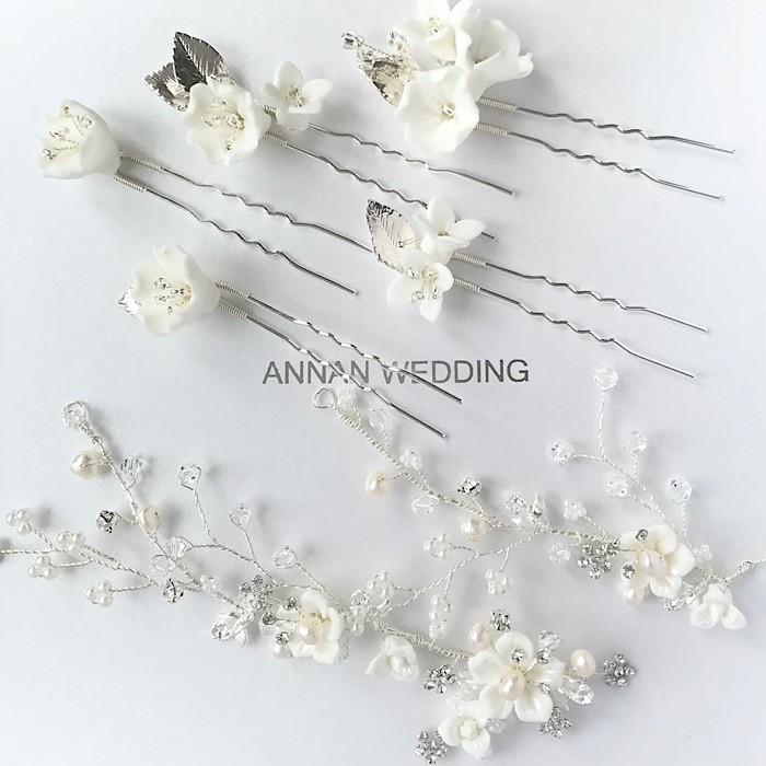 ANNAN WEDDING ウェディングヘッドドレスとイヤリングセット