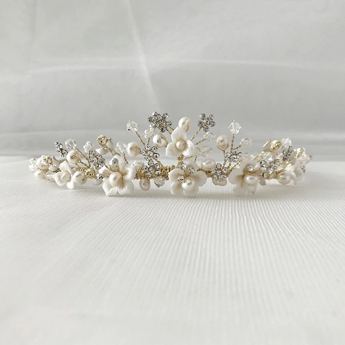 ゴールド ティアラ 花嫁 結婚式 パール 挙式 ウエディング ティアラ