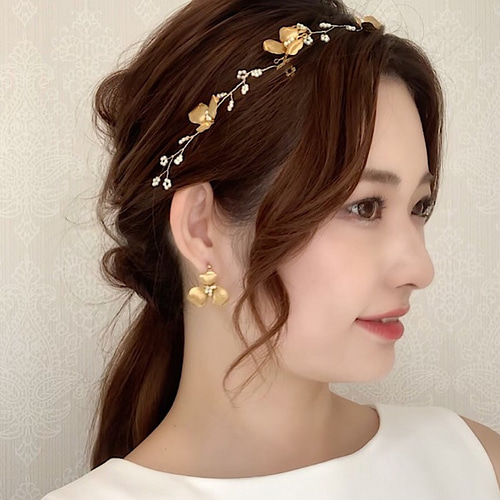 annan wedding ヘアアクセ ゴールド - ピアス(両耳用)