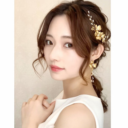 小枝　カチューシャ　リーフ　花　バックカチューシャ　ヘッドドレス ブライダルヘアアクセサリー ゴールド　結婚式 MA54 4枚目の画像