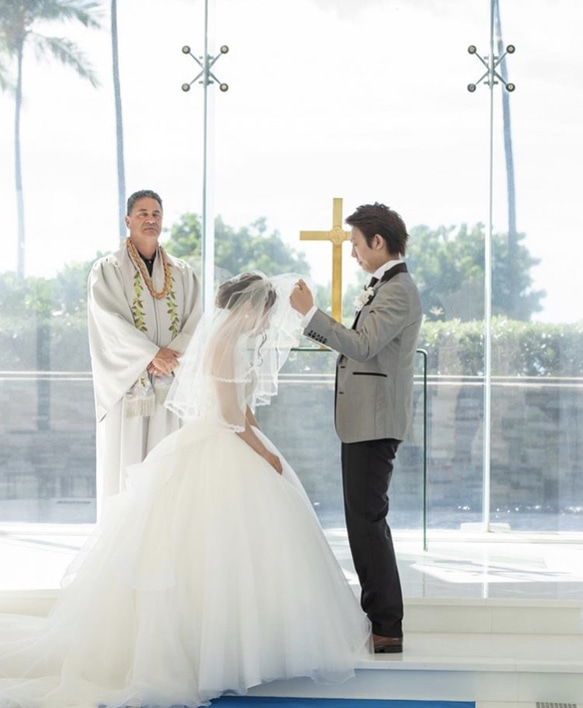 人気　レース刺繍　結婚式　挙式　前撮り　ブライダル　教会　ウェディングショートベールCV108 2枚目の画像