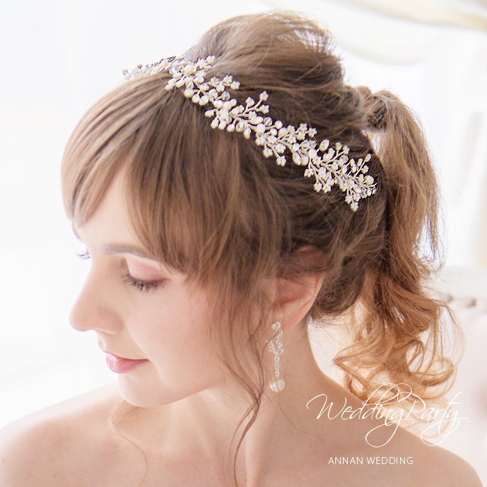 【ゼクシィ掲載】バックカチューシャ　小枝　ヘッドドレス　ウェディングヘアアクセサリー　ブライダル 小物 結婚式LM457