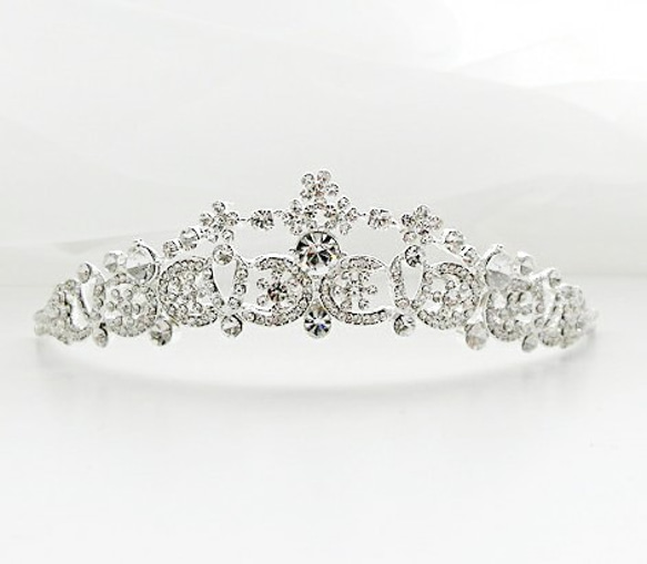 ティアラ　ウエディング　　スワロ　ビジュー　前撮り　シルバー　挙式用ティアラTLM234 1枚目の画像