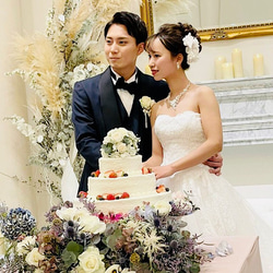 ブライダルネックレスセット 　ウエディングネックレス　パール　ビジュー　結婚式　花　食事会　お呼ばれ　LM078 2枚目の画像