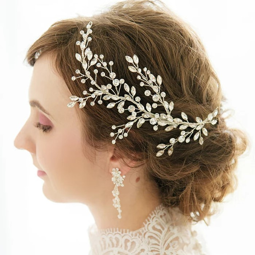 ANNAN WEDDING ヘッドドレス 花嫁 ウエディング ヘア アクセサリー ヘッドドレス 小枝 髪飾り ビジュー ヘアアクセサリー ウェディング