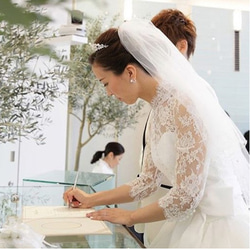 人気　レース　結婚式　挙式　ブライダル　ウェディングショートベール　ショートベール  フェイスアップ　CV01 4枚目の画像
