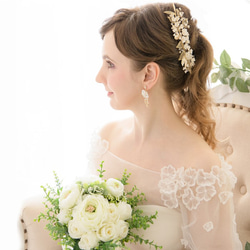 ウェディング　ヘアアクセ　ビジュー ブライダル wedding 小花　ヘッドドレス　小枝アクセサリー　E60 6枚目の画像