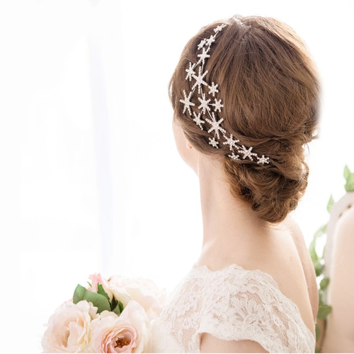 大ぶり星モチーフ 星型ビジュー ヘッドドレス ウェディング