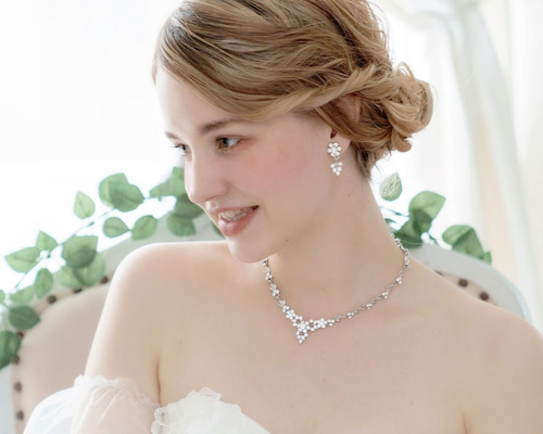 結婚式・挙式　ネックレス＋ピアスセット 楽天市場】ウェディングネックレス ピアス セット 結婚式