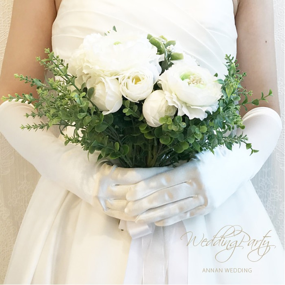 ウェディング　結婚式　サテン　挙式小物　王道　セレモニー　花嫁　可愛い　ロンググローブH01 1枚目の画像