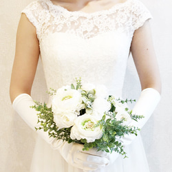 ウェディング　結婚式　サテン　挙式小物　王道　セレモニー　花嫁　可愛い　ロンググローブH01 4枚目の画像
