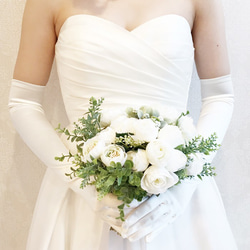 ウェディング　結婚式　サテン　挙式小物　王道　セレモニー　花嫁　可愛い　ロンググローブH01 6枚目の画像