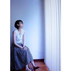 たっぷりギャザー「スカート」　ギンガムチェック（黒×白/約0.9cm） 2枚目の画像