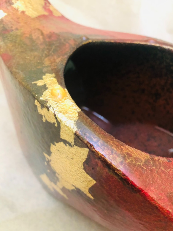 ゴールドホイルゴージャスな赤い花の花瓶陶器ハウスウォーミングギフト新しいホームギフト注文[数量限定] 2枚目の画像