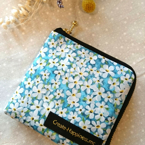 ワスレナグサの想い出L型財布（リバティ生地使用） その他ミニ財布