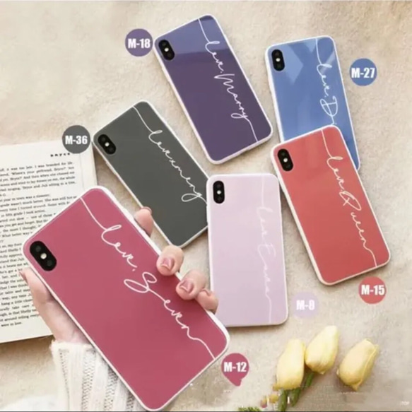 【iPhone11対応】オーダーメイド♡名前入れiphoneケース おとなくすみカラー 3枚目の画像