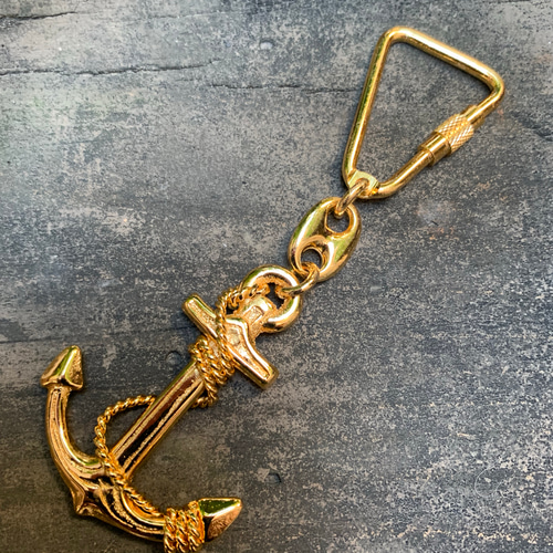 VINTAGE】真鍮製 錨型バッグチャーム/キーホルダー 金 バッグ VINTAGE】真鍮製 錨型バッグチャーム/キーホルダー 金 バッグ
