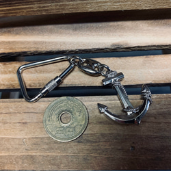 【VINTAGE】銅製 錨型バッグチャーム/キーホルダー銀 3枚目の画像