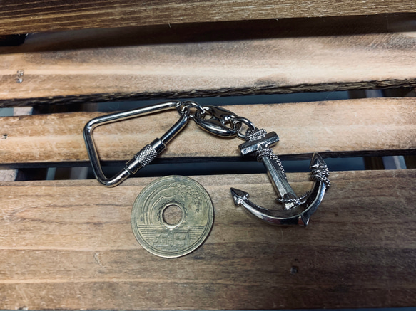 【VINTAGE】銅製 錨型バッグチャーム/キーホルダー銀 3枚目の画像