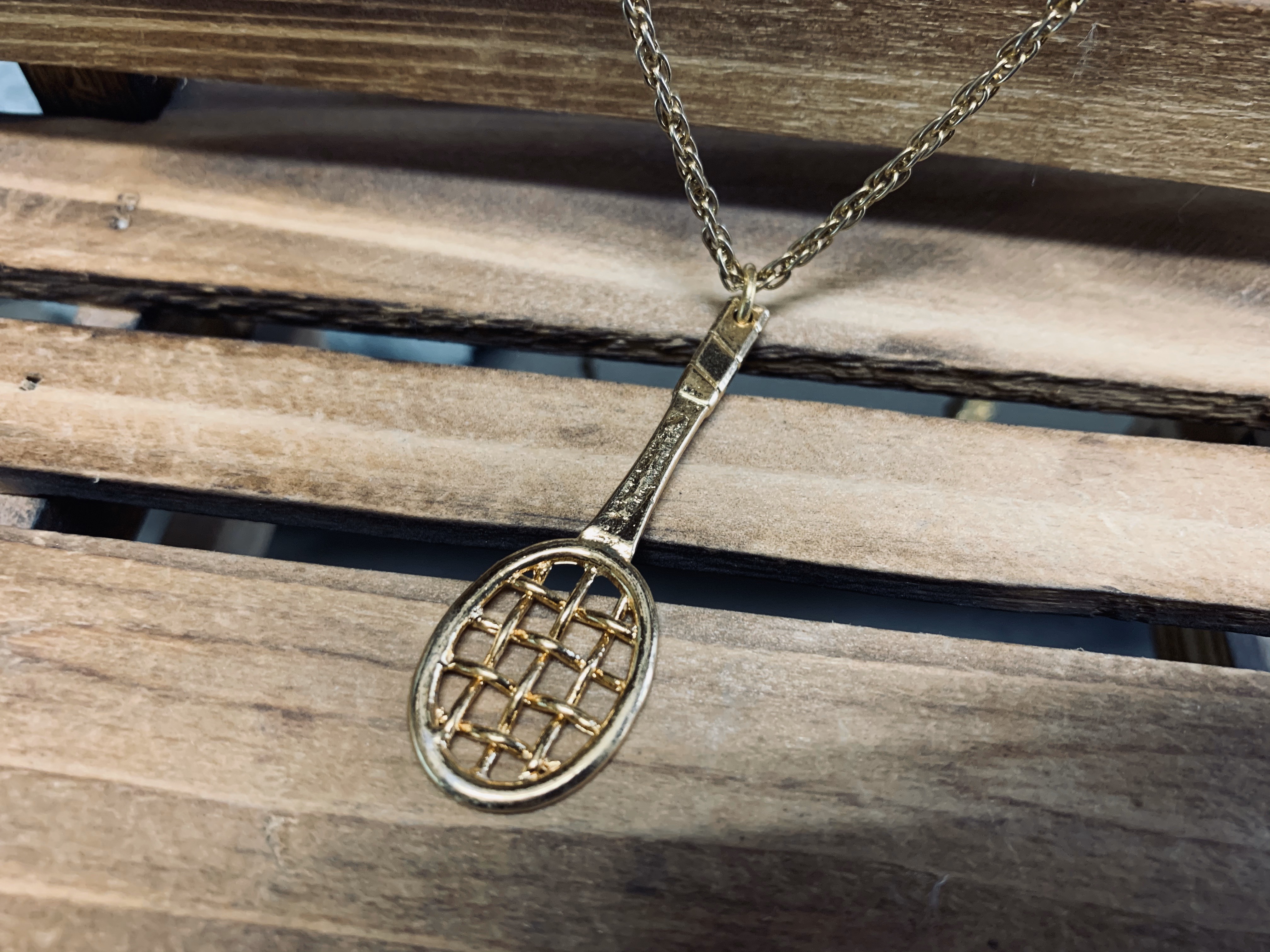 真鍮製 テニスラケット型ネックレス・ペンダント