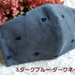 大きめサイズもあり【可愛い林檎刺繍入り】★柔らか立体オシャレコーデュロイマスク★ 4枚目の画像