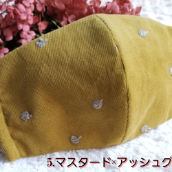 大きめサイズもあり【可愛い林檎刺繍入り】★柔らか立体オシャレコーデュロイマスク★ 6枚目の画像