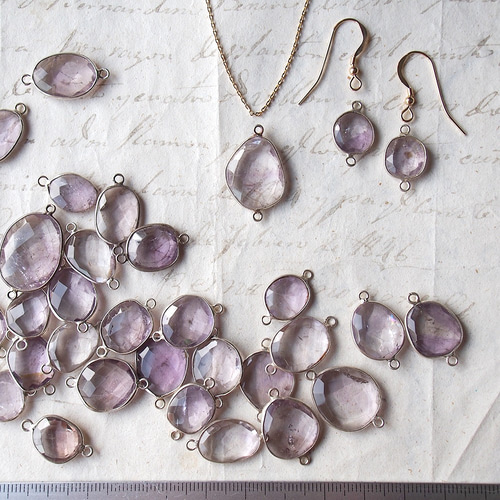 アメジスト枠留めパーツ オーバル型（シルバー）1個 天然石 sahira