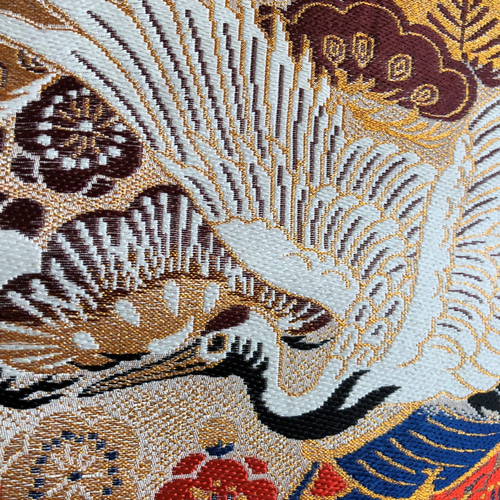 ≪早割≫帯の掛け軸 アンティーク鶴／タペストリー／壁掛け／飾り／帯